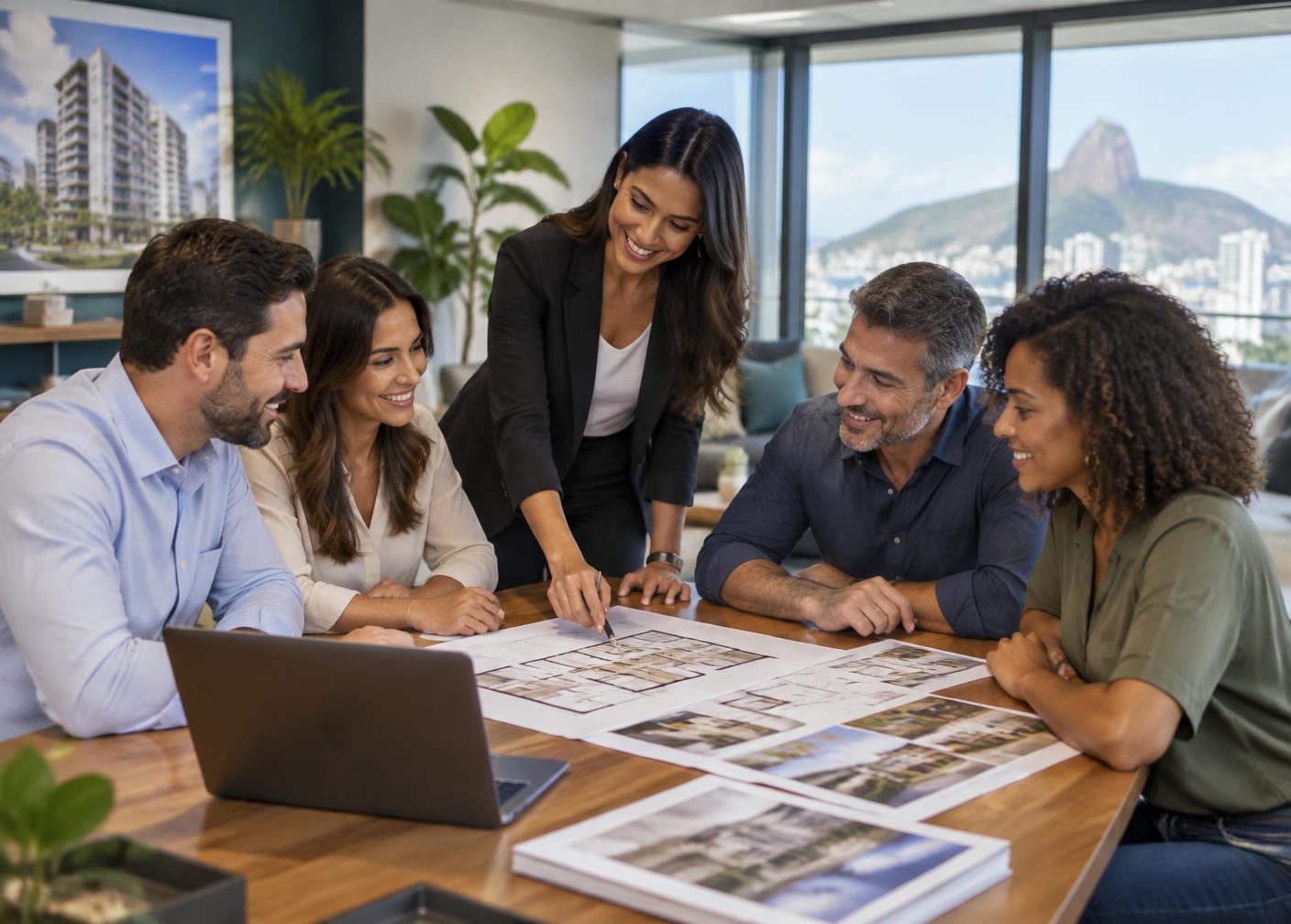 Equipe atendendo clientes com proximidade